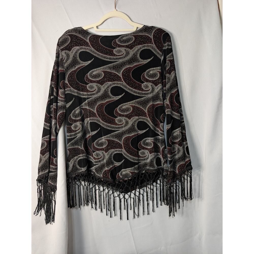 Vintage Artex Collection Womans Fringe Patterned Blouse Boho L)660) - Picture 4 of 5